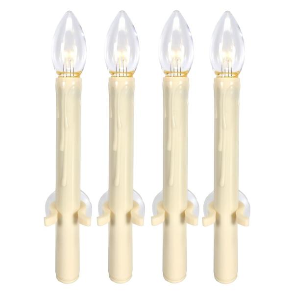 10.75" Vanilla Warm White LED Suction Cup Window Candle with Remote Control (4 Pack)